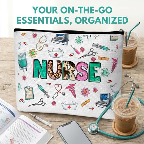 Nurse Graduation Gifts for Women, Nurse Medical Makeup Bag Appreciation Birthday Gifts for Nurses, Nursing Essentials Travel Cosmetic Pouch Bags with Zipper - B06 - style: Leopard Nurse