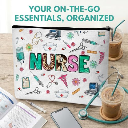 Nurse Graduation Gifts for Women, Nurse Medical Makeup Bag Appreciation Birthday Gifts for Nurses, Nursing Essentials Travel Cosmetic Pouch Bags with Zipper - B06 - style: Leopard Nurse