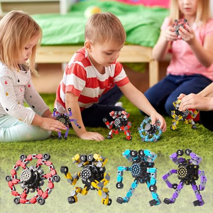 Gokeey Stocking Stuffers Gifts for Grandkids Transformable Fidget Spinners for Kids and Adults Stress Relief Sensory Fidget Toys for Boys Age 8-13 Teen Girls Kids Toys2 Pcs - style: 2PC-yellow&red