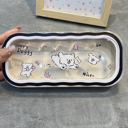 Cute hard shell bow glasses case cat transparent glasses case sunglasses glasses Size is 6.9 x 3.2 x 1.2inches - color: Case - Dog