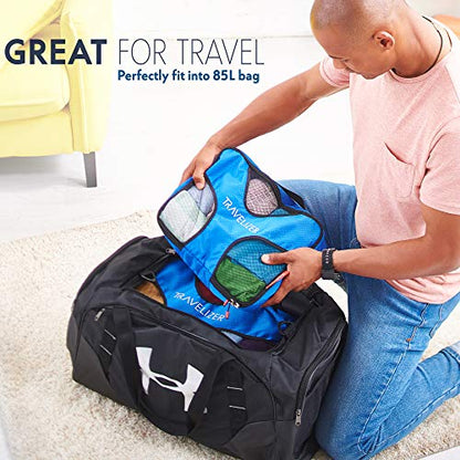 Travel Packing Cubes 5 pcs Luggage Organizer Set for Bag & Suitcase - color: Blue