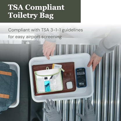 (re)zip TSA Approved Travel Toiletry Bag with Hanging Loop, Travel Quart Bag– Reusable Clear Makeup bags with zipper, Clear Pouch for Travel Essentials, Cosmetic | BPA-Free, Machine Washable - Sage - color: Sage