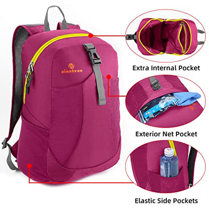 sinotron 22L Lightweight Packable Hiking Backpack, Small Hiking Backpack Day Pack for Women Men Travel Camping Vacation - color: Red