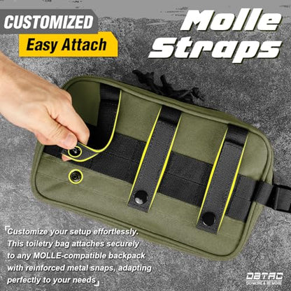 DBTAC Tactical Toiletry Bag w/Electronic Organizer Compartment | Dry/Wet Separate Hygiene Bag, Expanded Travel Dopp Kit Shaving Kit Travel shower Bag for Men (Green) - color: Elite Green/Black