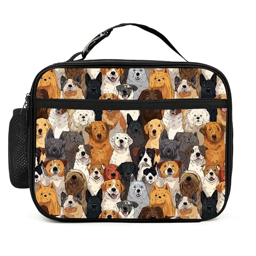 Cute Dog Lunch Bag Insulated Reusable Lunch Box Cooler Thermal Tote Bag For Teenage Boys Girls School Beach - color: Cute Dog