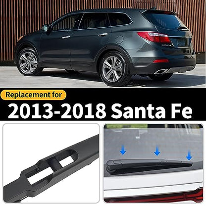 Replacement for Hyundai Santa Fe 2013-2018 Rear Windshield Wiper Blade and Arm Assembly-Car Back window wiper Arm Blade Complete Set - size: For Hyundai Santa Fe 2013-2018