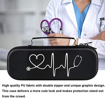 BOVKE Stethoscope Case for 3M Littmann Classic III, Lightweight II S.E, MDF Acoustica Deluxe Stethoscopes - Extra Room for Medical Bandage Scissors EMT Trauma Shear and LED Penlights, Black - color: Black