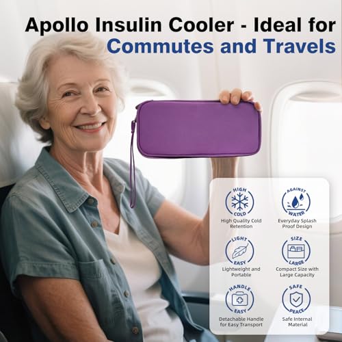 apollo walker Insulin Cooler Travel Case Diabetic Medication with Ice Packs and Insulation Liner insulin cooler travel case tsa approved - color: Purple, size: Small