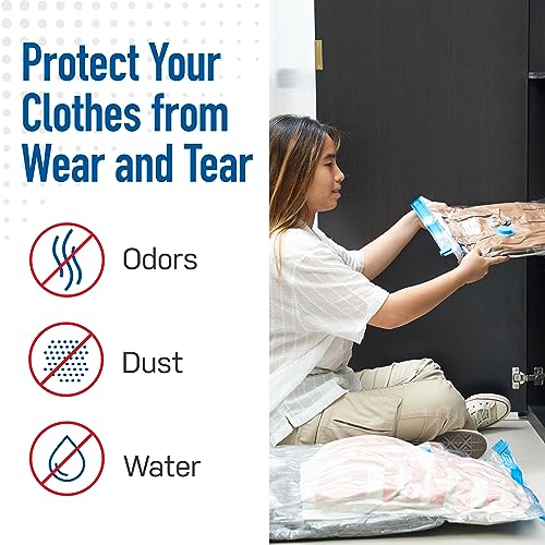 Spacesaver Vacuum Storage Bags with Hand Pump - Vacuum Seal Bags for Clothing, Comforters, Blankets - Reusable Compression Bags for Travel, Moving, Organization - 2S, 2M, 2L, 2XL Sizes - Pack of 8