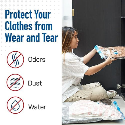 Spacesaver Vacuum Storage Bags with Hand Pump - Vacuum Seal Bags for Clothing, Comforters, Blankets - Reusable Compression Bags for Travel, Moving, Organization - 2S, 2M, 2L, 2XL Sizes - Pack of 8