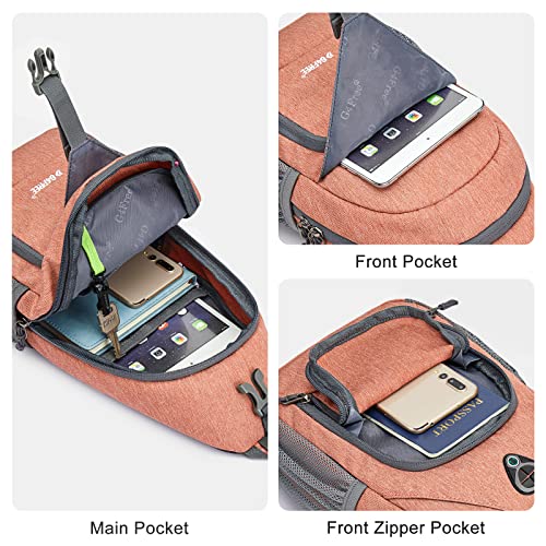 G4Free RFID Sling Bag Crossbody Backpack Small Chest Shoulder Bag Hiking Outdoor - color: Light Orange