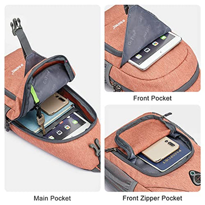 G4Free RFID Sling Bag Crossbody Backpack Small Chest Shoulder Bag Hiking Outdoor - color: Light Orange
