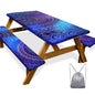 Picnic Table Cover with Bench Covers Camping Essentials Waterproof Windproof Camping Tablecloth with Drawstring Bag, Fitted Rectangle Tables and Seats, 60in, Blue Purple - color: Blue Purple, size: 60in