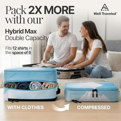 Well Traveled 8 pcs Compression Packing Bags Cubes Set with HybridMax Double-Capacity Design - Packing Cubes for Travel Compression to Maximize Limited Luggage Space, Vista - color: Vistas, size: 8-piece