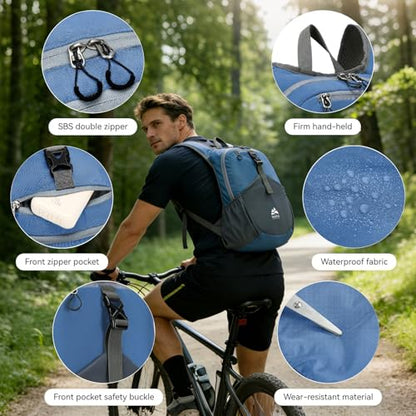 15L Small Hiking Backpack for Men Women Lightweight Packable Backpack Foldable Casual Daypack for Camping Travel Outdoor, Dark Blue - color: Dark Blue