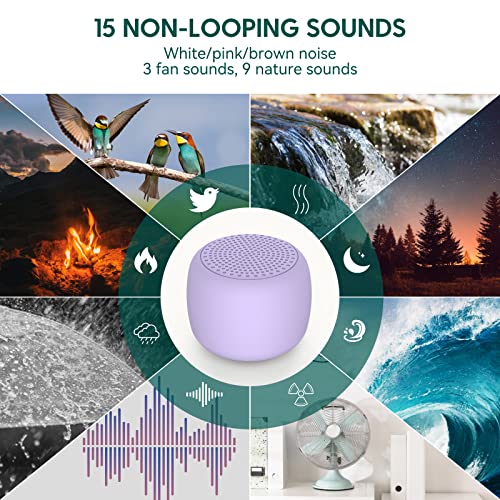 White Noise Machine Babelio Mini Sound Machine for Adults Kids Baby | 15 Non-looping Sounds | Timer | Easy to Pocket and Travel - Purple - color: Purple, size: Pocket Mini
