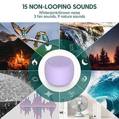 White Noise Machine Babelio Mini Sound Machine for Adults Kids Baby | 15 Non-looping Sounds | Timer | Easy to Pocket and Travel - Purple - color: Purple, size: Pocket Mini