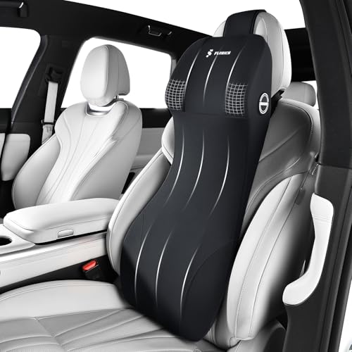 FLORICH Lumbar Support with Car Headrest Pillow 2-in-1 Memory Foam Car Seat Headrest & Lumbar Cushion Ergonomic Back Support Pillow Seat Cushion for Car Seat Driving Neck Back Pain Relief, Black - color: Black, size: 2-in-1 Lumbar&headrest Pillow