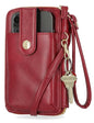 Mundi Jacqui RFID Crossbody Wallet for Women, Vegan Leather Small Travel Handbag with Phone Holder, Compact Organizer with Card Slots and Removable Strap, Vacation Purse in (Red) - color: (Red)