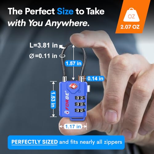 Bright Colors, TSA Approved Luggage Locks 4 Pack, Re-settable Combination with Alloy Body, Blue 4 Locks. - color: Blue 4 Pack