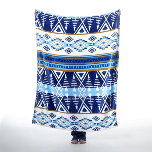 Carstens, Inc. Travel Blanket, Premium Compact 2-in-1 Airplane Blanket/Pillow, Open Sky Blue Aztec - color: Open Sky Blue Aztec