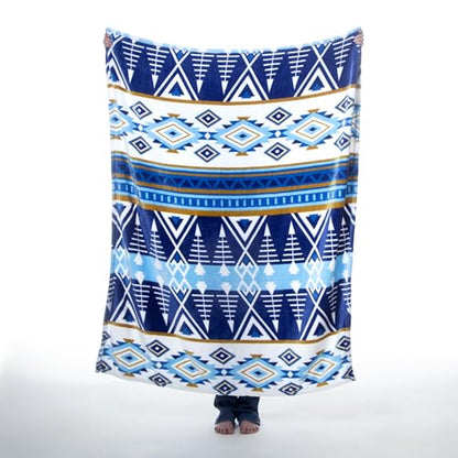 Carstens, Inc. Travel Blanket, Premium Compact 2-in-1 Airplane Blanket/Pillow, Open Sky Blue Aztec - color: Open Sky Blue Aztec