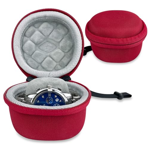 Hard Watch Case Travel for Rolex, Single Watch Cases for Men and Women, Portable Storage Box for Sports, Business Trips and Travel, Hard EVA Protective Case Waterproof,Red - color: Red
