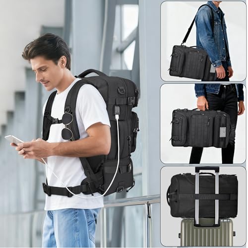 DEYACE 40L Travel Backpack Mens TSA Approved Carry-on Durable Large Weekender Backpack Fits 17.3 Inch Laptop YKK-Zipper AER Travel Pack with USB Charging Port Shoes Compartment