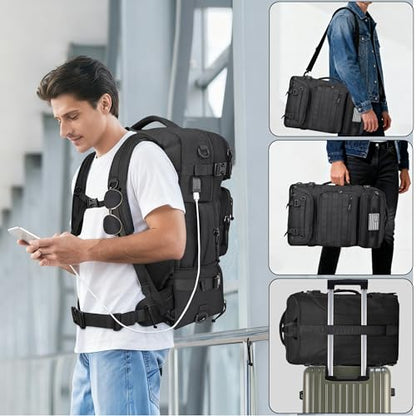 DEYACE 40L Travel Backpack Mens TSA Approved Carry-on Durable Large Weekender Backpack Fits 17.3 Inch Laptop YKK-Zipper AER Travel Pack with USB Charging Port Shoes Compartment