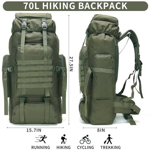 Hiking Backpack for Men 70L/100L Camping Backpack Military Rucksack Molle 3 Days Assault Pack for Climbing | Camping Backpack - color: 70l-olivegreen