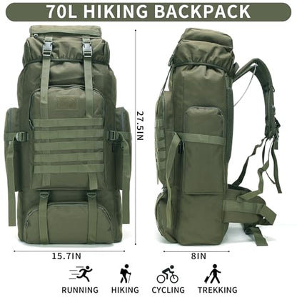 Hiking Backpack for Men 70L/100L Camping Backpack Military Rucksack Molle 3 Days Assault Pack for Climbing | Camping Backpack - color: 70l-olivegreen