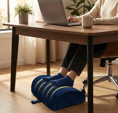 Friends of meditation Foot Rest for Office Chair | Foot Stool for Sofa | Ergonomic Foot Rest Under Table/Desk | Leg Resting Stool | Removable Cover | Blue - color: Blue