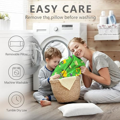 Primlect Toddler Nap Mat with Removable Pillow and Fleece Blanket, Extra Large 55''x35'' Sleeping Bag, Washable, Light, Easy to Roll up, Perfect for Daycare, Preschool, Kindergarten, Travel - color: Green Car