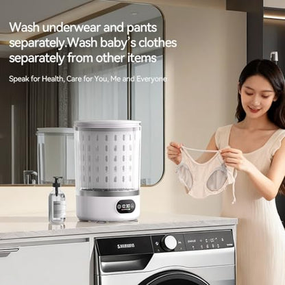 Portable Mini Washing Machine, Upgraded 3-in-1 3L Compact Washer with Spin Dry & Auto Drain,Small Travel Laundry Machine for Underwear Baby Clothes Socks Towels Home Dorm (White)