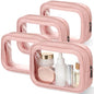Abbylike 4 Pcs Pink Clear Makeup Bag PU Leather Tsa Approved Toiletry Bag with Zipper Transparent Waterproof Portable Cosmetic Bags Travel Car Clear Organizer Bags for Women Girls Mother's Day - color: Pink