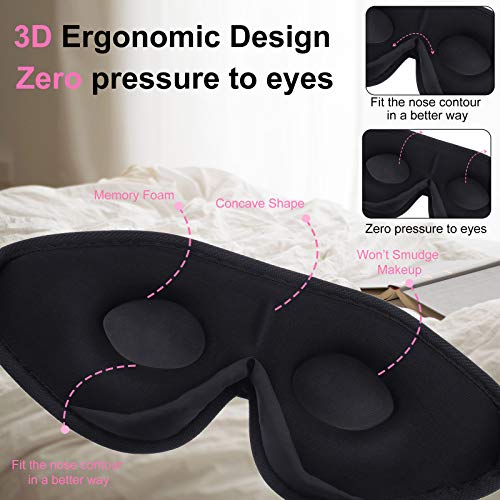 2 Pieces 3D Sleep Mask for Kids Memory Foam Contoured Eye Mask, Travel Sleep Eye Cover with Adjustable Strap, 3D Blindfolds(Pink and Grey) - color: Pink and Grey