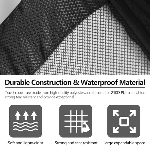 Compression Packing Cubes for Suitcases,5 Set Travel Essentials, Lightweight Luggage Organizer Bags, Travel Cubes for Carry on - color: Black
