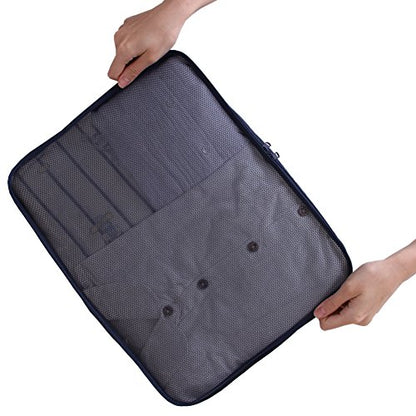 Travel Packing Cubes 7 Set, JJ POWER Luggage Organizers with toiletry kit shoe bag (Navy)