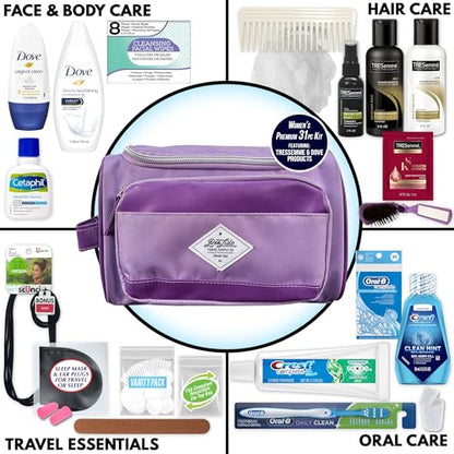 Convenience Kits International Women’s Super Premium 31 PC Travel Kit Featuring: Ensemble of Travel-Size Hair Care Products Plus Face, Body, Oral Care, Travel Essentials in Large Purple Toiletry Bag - style: Super Premium Kit