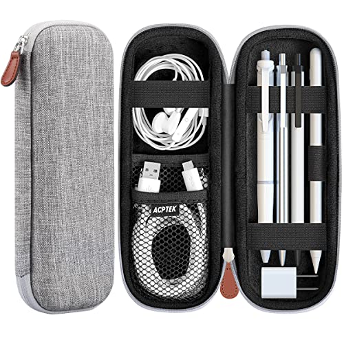 AGPTEK Case Holder for Apple Pencil, Slim PU Leather Carrying Case Pouch Cover Compatible with Apple Pen Accessories, USB Cable, Earphone,Samsung Stylus iPad Pro Pen/Pencil, Recording Pen, Gray - color: Gray