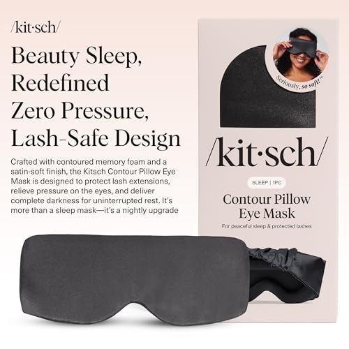 Kitsch Contour Pillow Eye Mask – Softer Than Silk Eye Masks for Sleep, Blindfold Sleep Masks for Women & Men, No Eye Pressure, Lightweight, Eye Care, Travel Essentials - Charcoal - color: Charcoal