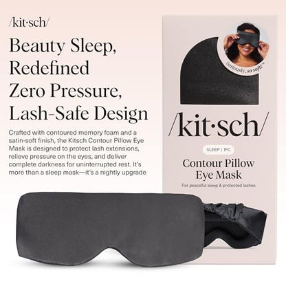 Kitsch Contour Pillow Eye Mask – Softer Than Silk Eye Masks for Sleep, Blindfold Sleep Masks for Women & Men, No Eye Pressure, Lightweight, Eye Care, Travel Essentials - Charcoal - color: Charcoal
