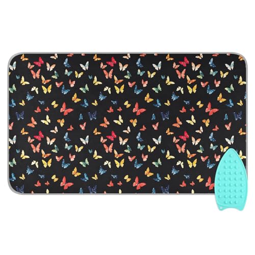 Colorful Butterfly Ironing Mat for Table top Portable Ironing Pad Blanket for Washer Dryer Countertop Travel - color: Colorful Butterfly