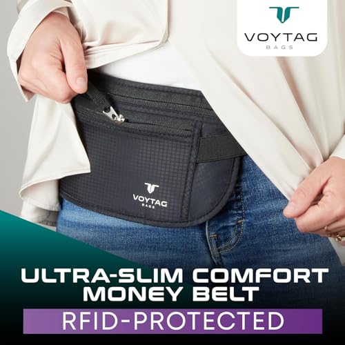 Travel Money Belt & Passport Holder - RFID Blocking Slim Travel Wallet & Fanny Pack for Men and Women - Essential Travel Pouch for Cash, Credit Cards, and Documents (Grey) - color: Grey