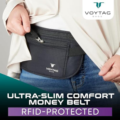 Travel Money Belt & Passport Holder - RFID Blocking Slim Travel Wallet & Fanny Pack for Men and Women - Essential Travel Pouch for Cash, Credit Cards, and Documents (Grey) - color: Grey