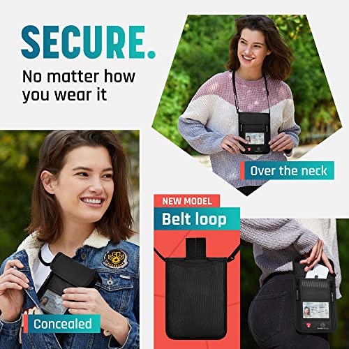 Neck Wallet, Travel Pouch For Passport Holder And Documents, Travel Neck Wallet For Traveling Women - color: Black