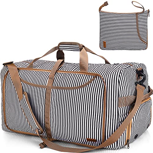 120L Duffle Bag for Travel, Large Foldable Waterproof Travel Duffel Bags Weekender Overnight Bag for Men and Women with Shoe Compartment (Stripe) - color: Stripe, size: 120L