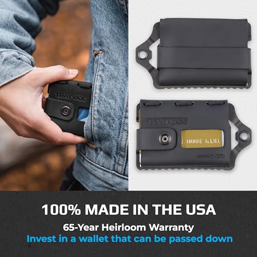 Trayvax Element Wallet, RFID Front Pocket Credit Card Holder with Money Clip, Minimalist Slim Leather Metal Wallet for Men and Women - color: Black | Stealth Black
