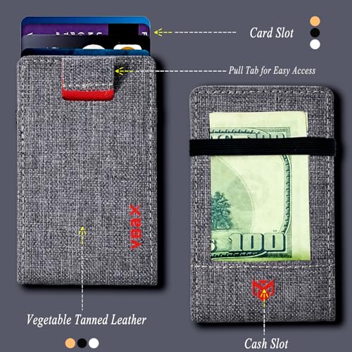RFID Minimalist Slim Wallet for Men and Women, Holds Up to 12 Cards, Cash, Key Thin and Lightweight Credit Card Holder, Grey Ballistic Nylon - color: Grey Canvas