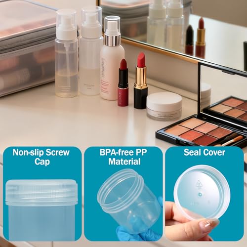 4 Pack 10oz Wide Mouth Travel Containers, PP Clear Leak Proof Travel Plastic Jars with Lids for Creams Lotion Cosmetic, Jewelry Beads, Sample, Small Items Storage - color: Clear, size: 10 oz
